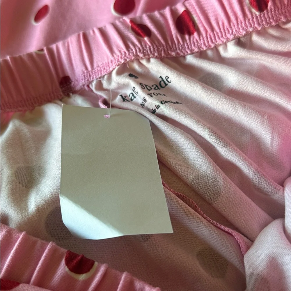 NWT Kate Spade Short Sleeve Notch Collar  Pajama 2PCS Set Pink Red Medium
